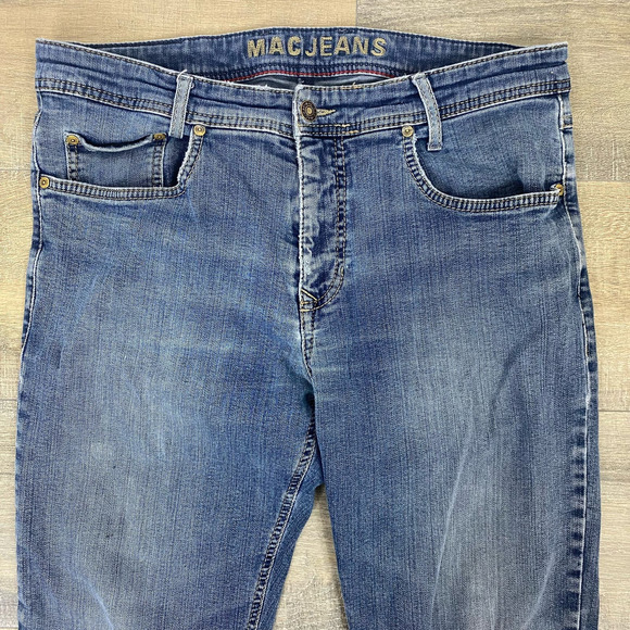 MAC Arne Pipe Lighter Denim Jeans Blue Stretch Skinny Fit Men's Sz 34 - Picture 2 of 8